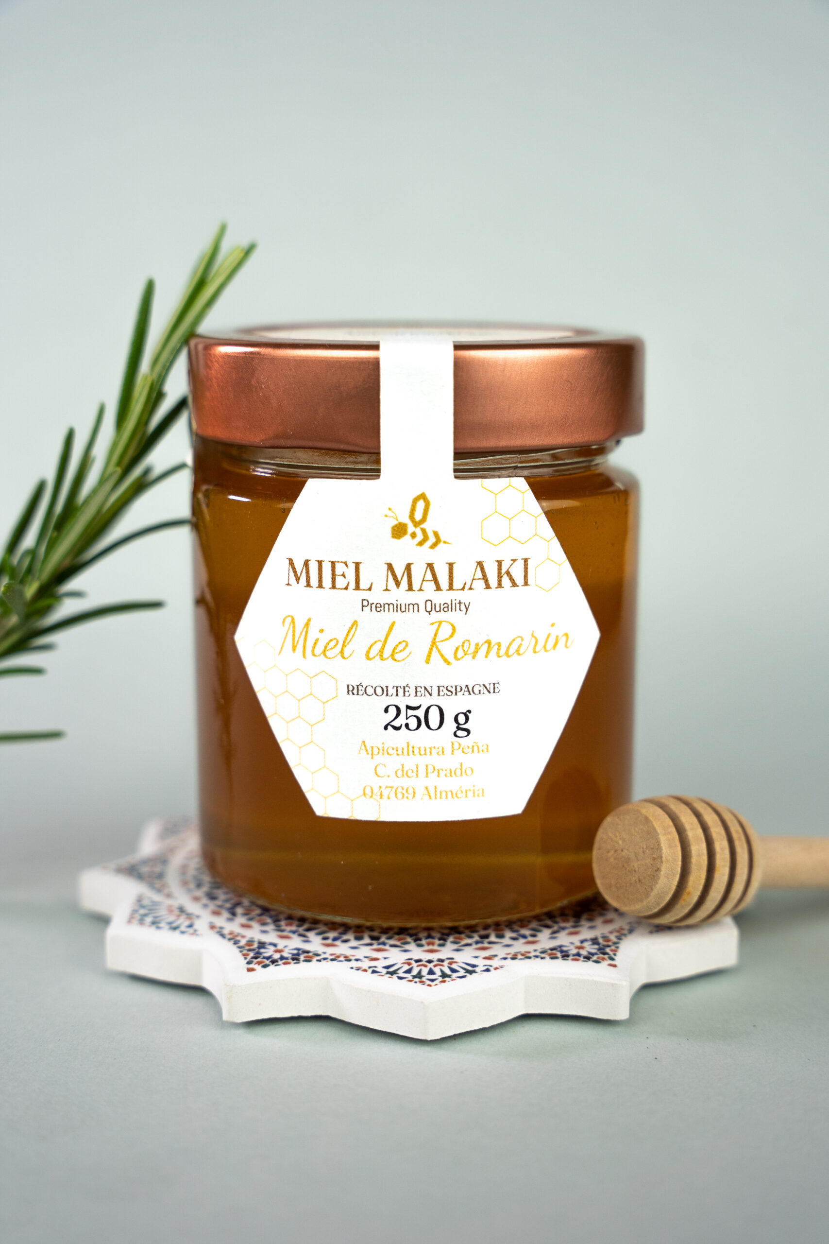 Miel Malaki, pot de miel de Romarin 250g